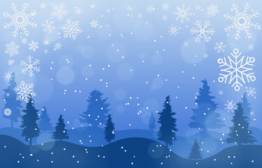 Winter Nature Background with Snow Flakes Element