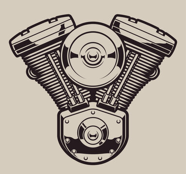 Vector illustration of a engine on a light background