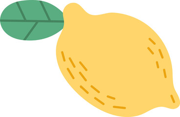 lemon with leaf flat style