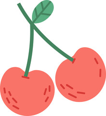 cherry with leaf flat style
