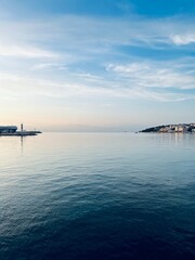 twilights seascape, sea horizon, reflection