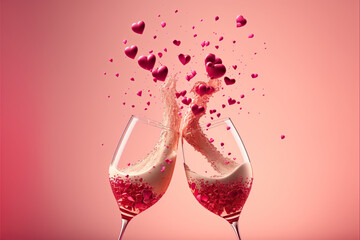 champagne, heart, pink, generative ai, generative, ai