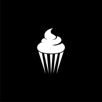 Cupcake  icon isolated on white and black background.