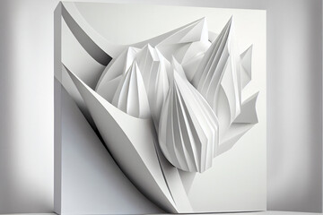 White wavy paper art designi nterior wall decoration. illustration