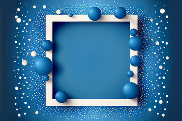 Festive background with blue confetti and serpentine.  Generative AI