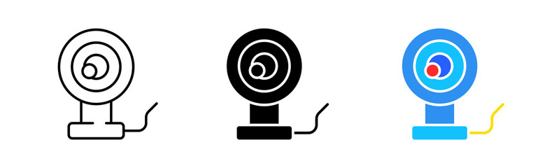 Surveillance camera icons set. Tracking, recording, lock, click, password, access, privacy, code, technology, authentication, account, user. security concept. vector line icon in different styles