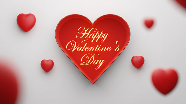 Happy Valentine's Day With Inside Heart Box- 3D Render