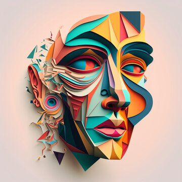 Surrealist face made of abstract shapes in the style of Salvador Dali | With Genarative AI Technology