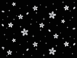 キラキラと桜の花の背景　横位置　シルバー