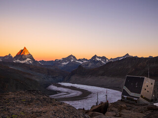sunrise on the matterhorn mountain