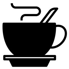 Hot coffee. Glyph icon. transparency background