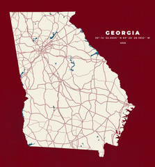 Georgia Map Vector Poster Flyer	