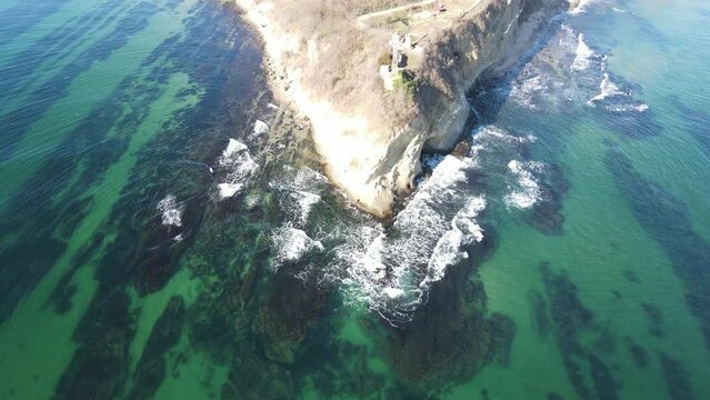 Aerial view of Saint Athanasius cape near town of Byala, Varna Region, Bulgaria 