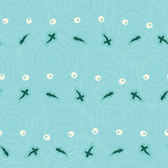 Quiet Pond. Vector powder blue seamless pattern background.