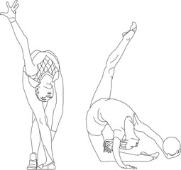 sketch vector illustration of a person doing gymnastic movements