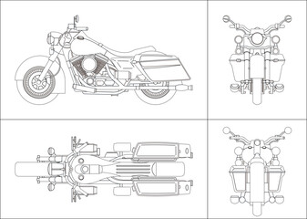 Obraz premium sketch vector illustration of expensive big motorbike