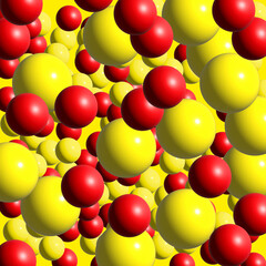 Fototapeta na wymiar background image of 3d balls yellow and red