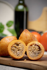 Turkish traditional food stuffed meatballs. 