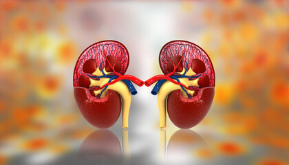Human kidney anatomy. 3d illustration..
