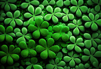 Green shamrocks background, Saint Patrick's day celebration, Generative AI