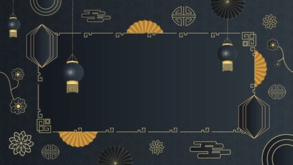 Obraz na płótnie Canvas Happy Chinese new year design. Japanese, Korean, Vietnamese lunar new year. Black Vector illustration and banner concept