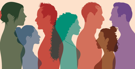 Diversity of multicultural people. Crowd of men and women of diverse culture.