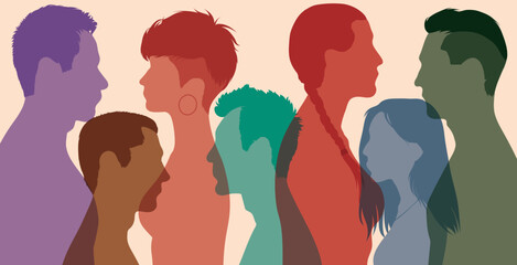 Group of diversity people. Multicultural multi-ethnic men women and girls.