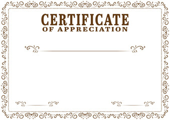 A4 size vintage style certificate vector design with hand drawn flourish swirl frame. Vintage diploma border frame template illustration to use in invitation, card, calligraphy, retro design projects