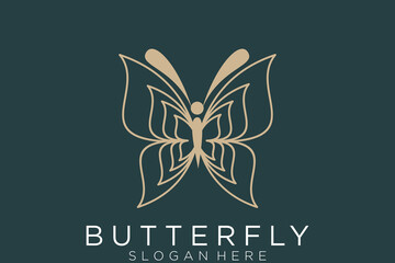 Gold Butterfly Logo. This logo suitable for beauty cosmetic logo.