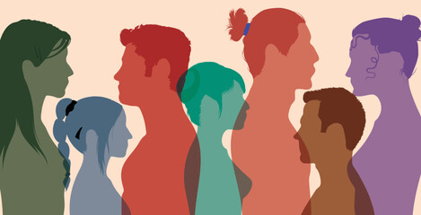 Multicultural society. Men and women of diverse culture.