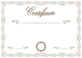 A4 size vintage style certificate vector design with hand drawn flourish swirl frame. Vintage diploma border frame template illustration to use in invitation, card, calligraphy, retro design projects