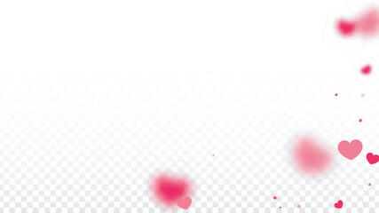 Hearts Confetti Falling Background. St. Valentine's Day pattern. Romantic Scattered Hearts Design Element. Love. Sweet Moment. Gift. Cute Element of Design for Sales or Celebration.
