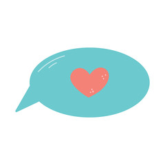 Cartoon isolated bubble speech with heart icon.