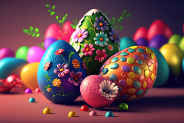 ostern, hase, ei, tier, h&uuml;bsch, feldhase, feier, dekoration, weich, bunt, kindheit, s&uuml;&szlig;igkeiten