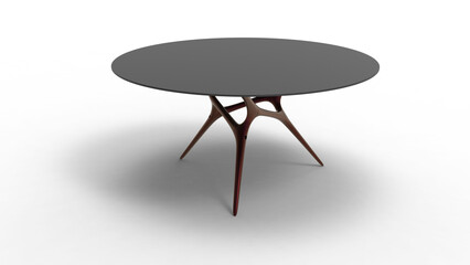 metal round table top view with shadow 3d render