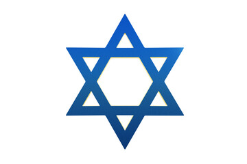 Blue Star of David on transparent background. 3D Render