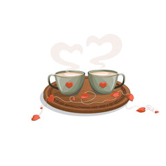 Vector image in retro style of cups for lovers. Cartoon style. EPS 10