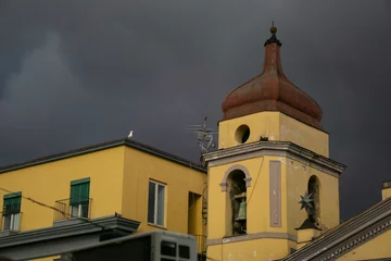 Gordijnen church in Naples Italy with bird on the roof © reznik_val