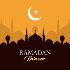 Ramadan background design with crescent moon and star