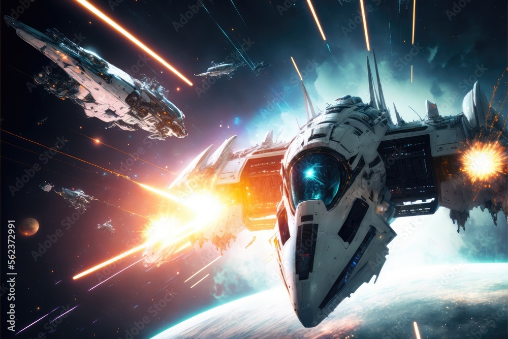 Canvas Prints space fight made with generative ai