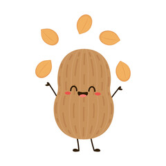 Peanut cartoon vector. Peanut on white background.