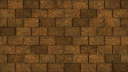 Textured background of some old and earthy stone bricks in brown tone. Seamless repeatable pattern for use in 3D modeling and graphic design