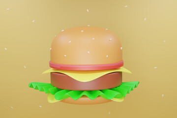 hamburger on the background3d render, gift, money, love, icon, background, black, PNG image, Illusion, 3D