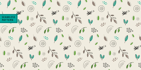 Stylish seamless vector pattern with leaves and branches for design, backgrounds, textiles, wrapping paper and covers