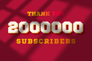 2000000 subscribers celebration greeting banner with Retro 2 Design