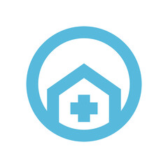 Simple medical home logo design vector, house with health cross logo