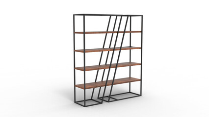 wood shelf angle view with shadow 3d render