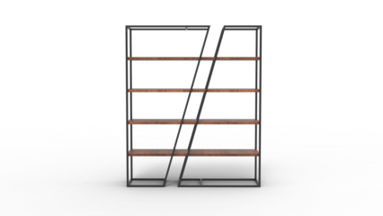 wood shelf front view with shadow 3d render