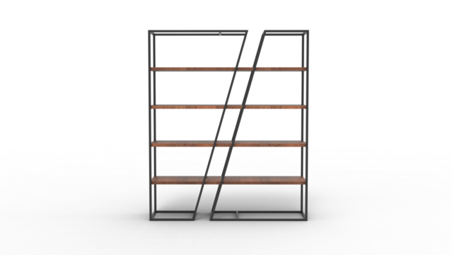 wood shelf front view with shadow 3d render