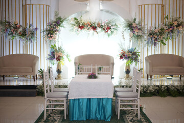 Decoration Arrangement Room for a Traditional Wedding Ceremony in Indonesia